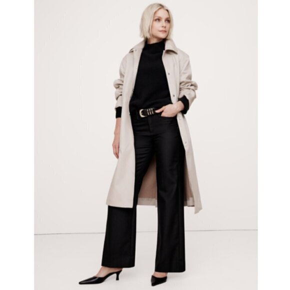 Banana Republic Wide-Leg Italian Wool LIDO Black Pant Size...